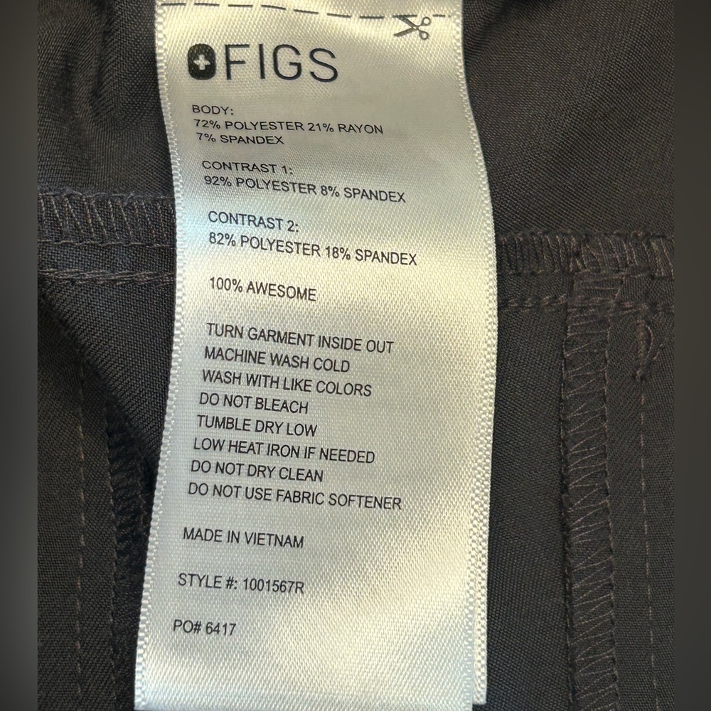 Women’s figs High Waisted Isabel Wide Leg Scrub Pants charcoal LG REG 1001567R - Picture 10 of 11